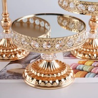 Ensemble de supports à gâteaux de luxe RHD en cristal, 3 pièces, en métal argenté et plaqué or, pour présentation de desserts sur table de mariage ou de fête