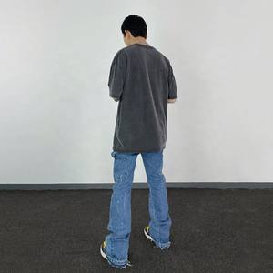 جينز رجالي مخصص بخصر مرتفع وغسيل فاتح، قابل للتنفس وصديق للبيئة، تصميم واسع الساق، مناسب للخريف/الربيع، نسيج عادي - Product Image 3