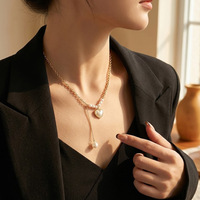 Ensemble collier et bracelet en acier inoxydable plaqué or 18 carats de haute qualité, sans ternissement, avec perle en forme de cœur, pour femmes, vente en gros, bijoux en acier