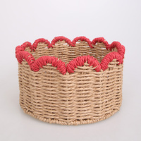 Bord pétoncle décoratif papier corde panier de rangement rond tissé à la main fruits bureau salle de bain boîtes de rangement Pot de fleur bac organisateur