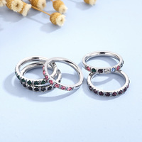 Usine Spot En Gros 12PCS 3mm Diverses Couleurs Zircon Fine Cercle Personnalisé Contraste En Acier Inoxydable Femmes Anneaux