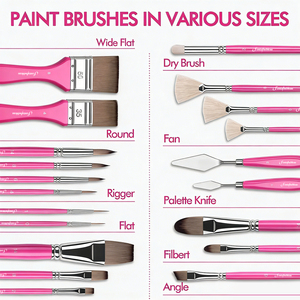 Pinceau de <span class=keywords><strong>peinture</strong></span> professionnel en acrylique Fontainebleau, différentes tailles, rose, pour artiste, avec sac de rangement pour pinceaux - Product Image 6
