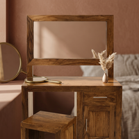 Commode à 1 tiroir en bois de sheesham massif avec design moderne du milieu du siècle pour chambre à coucher