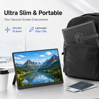 Écran externe ultra-fin de 15,6 pouces pour jeux, LCD, 60 Hz, 1080p FHD, IPS, pour Switch, ordinateur portable, moniteur portable