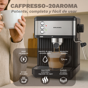 Cafetera Espresso Grunkel 20 Bares 850W Negra con Vaporizador para Uso Doméstico - Product Image 6