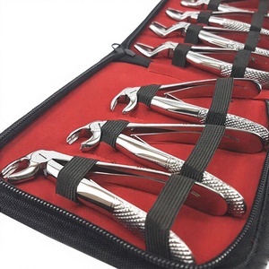 Ensemble de forceps dentaires en acier, pinces d'extraction chirurgicales pour molaires supérieures et inférieures, poignée moletée manuelle, 10 pièces - Product Image 5