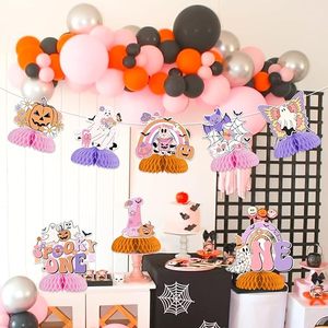 Spooky One <b>Birthday</b> Decorations Girl 8PCS Halloween Honeycomb Centerpieces Groovy Halloween 1st <b>Table</b> <b>Birthday</b> Decorations - Product Image 5