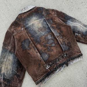 Giacca in Denim da <span class=keywords><strong>Uomo</strong></span> Senza Tasse Doganali USA, Giacca da Lavoro in Jeans di Alta Qualità, Giacca Casual OEM in Cotone Effetto Vissuto Stile Streetwear - Product Image 3