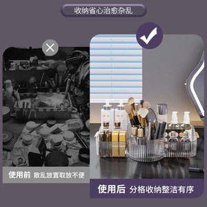 Rotating Cosmetic Storage Box Transparent Desktop Organizer Large Capacity For Makeup Skincare Perfume Storage - Product Image 5