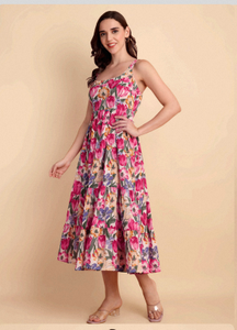 Vestido Casual de Verano para Mujer, 100% Algodón, Estampado Floral, Silueta en A, Ecológico, Tejido Transpirable, para Uso Diario - Product Image 2