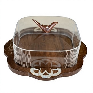 Greatest Quality Wooden Dessert <b>Server</b> With Acrylic Lid Latest Design Square Shape Dessert Dates <b>Server</b> With Lid - Product Image 1