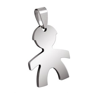 Pendentif et breloque en acier fin pour petit garçon, 22x28mm - Product Image 1