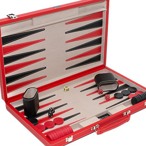 Luxury <strong>Travel</strong> Game Leather Lucite Backgammon <strong>Chess</strong> Board <strong>Set</strong> - Product Image 2