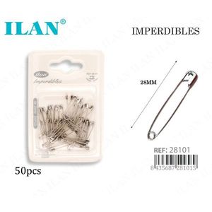 Spille di sicurezza Ilan da 28 mm, 50 pezzi, per cucito e artigianato - Product Image 1