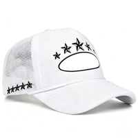 Gorra de béisbol de 5 piezas a la moda con cuerda, gorra trucker, gorra de malla bordada con estrellas, personalización de fábrica y venta al por mayor
