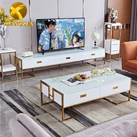 Ensembles de meubles métalliques, ensembles de salon, meubles de luxe d'usine, table TV en bois, armoires modernes, supports TV en verre avec tiroirs à vendre