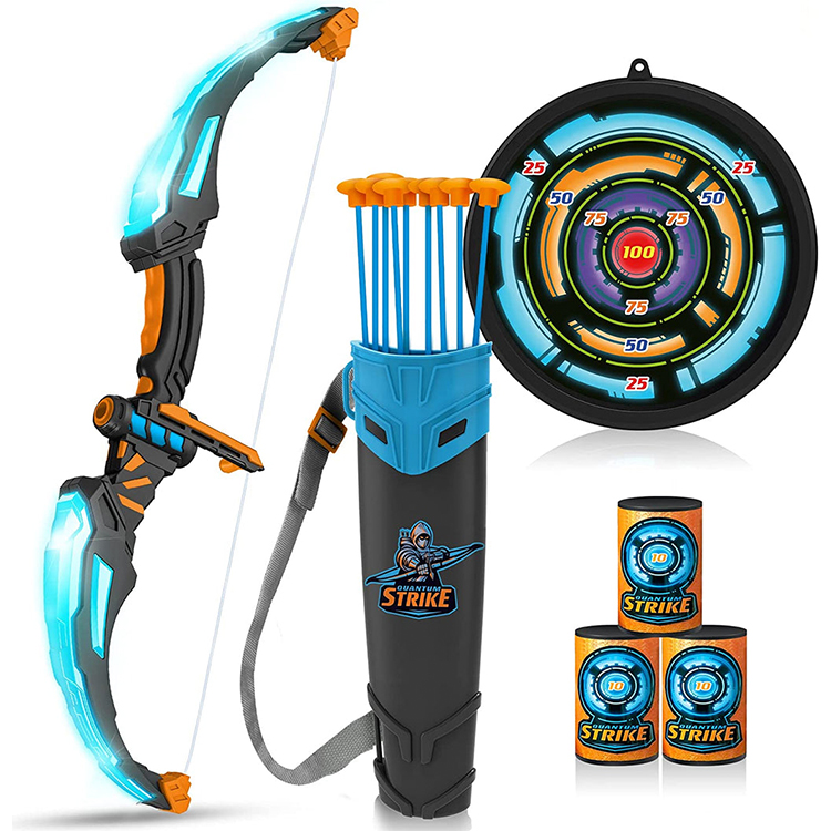 Jogos de tiro ao ar livre personalizados com 10 ventosa Arrows Target e Quiver LED Light Up Arhary Bow e Arrow Toys