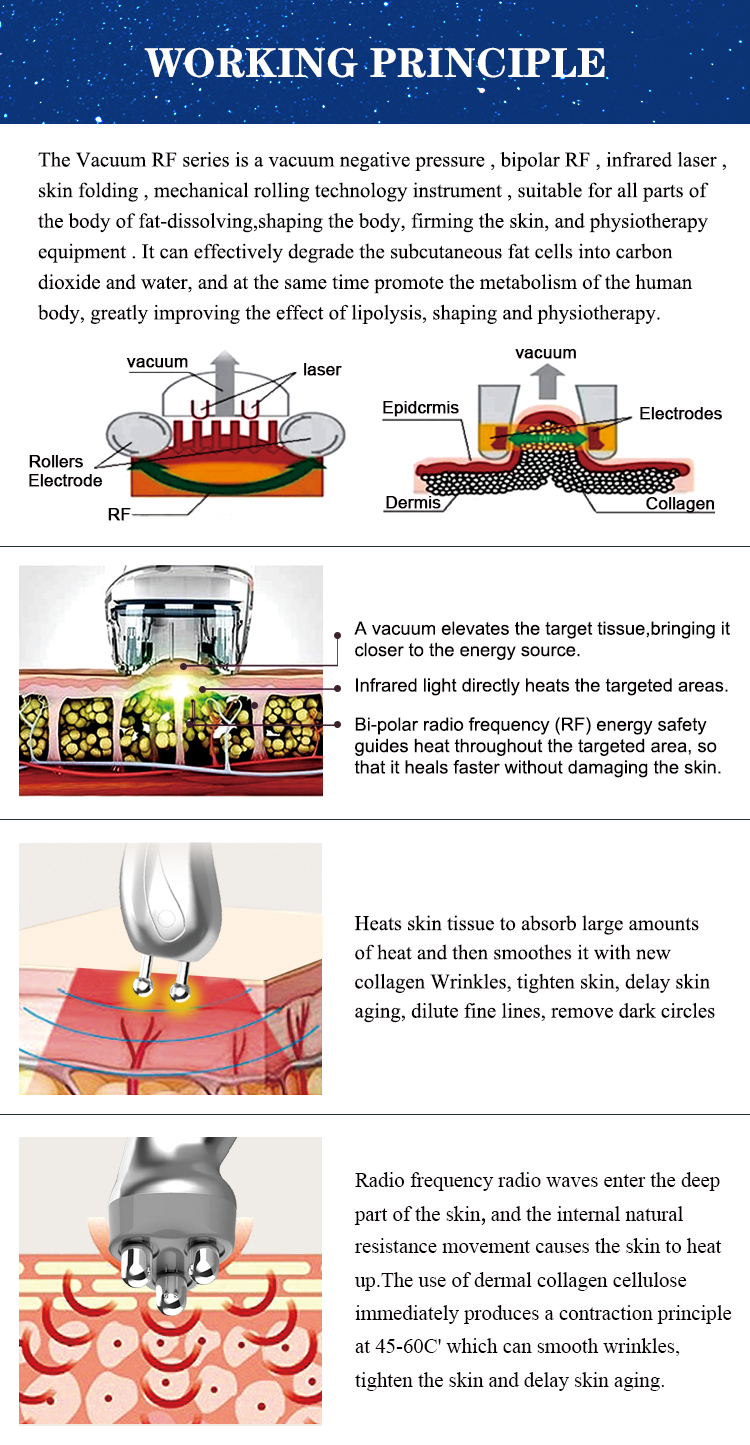 Rf Vacuum Cavitation Portable Slimming Machine Breast Enlargement Cavitation Radio Frequency Three polar Facial  Corporal