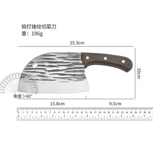 Couteau de cuisine martelé forgé à la main, lame en acier inoxydable 8-9,9 pouces, hachoir à viande pour usage domestique avec manche en bois - Product Image 5