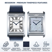 Montre unisexe à double cadran réversible, design personnalisé, logo sur mesure, étanche 3ATM, double face, bracelet en cuir de luxe, mouvement à quartz, Reloj