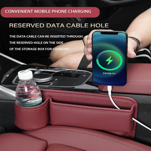 Organizer in Pelle PU per Fessure del Sedile Auto, Scatola Portaoggetti per Console con Portabicchieri - Product Image 2