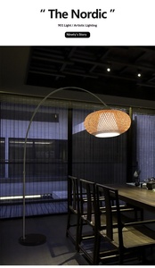 İskandinav Lüks Minimalist Villa Oturma Odası Demir Çerçeveli Ahşap Gölgelikli LED Ayaklı Lambader Yatak Odası İçin - Product Image 6