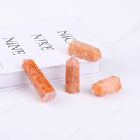 JIEJING pierre de guérison en cristal naturel, pointe de soleil, tour de Quartz, baguette Orange, ornement pour la décoration de la maison, pierre d'énergie Reiki