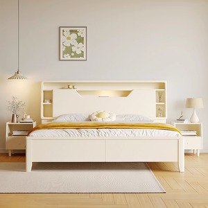 Dazhang Jiaju White Solid Wood <b>Bed</b> 1.5m 1.8m Storage Modern Minimalist Nordic Master Bedroom <b>Double</b> <b>Bed</b> - Product Image 3