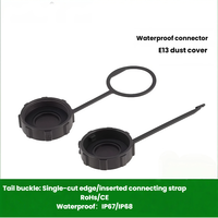 Connecteur étanche E13 avec couvercle anti-poussière à clipser fileté, type trou, type broche, boîtier IP67 PA66 pour LED de navigation