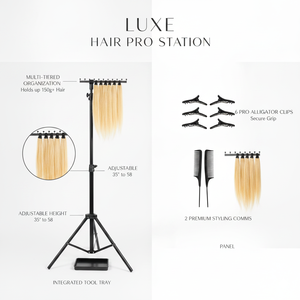 Soporte para Extensiones de Cabello LUXE HAIR PRO STATION con Bandeja, Altura Ajustable, Estante Metálico para Tramado de Cabello, Uso en Salón de Belleza - Product Image 4