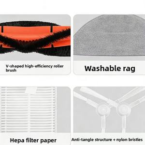 ชุดอุปกรณ์เสริมสำหรับ<span class=keywords><strong>3C</strong></span> <span class=keywords><strong>Xiaomi</strong></span> Mijia E10 C103 E12หุ่นยนต์ดูดฝุ่นชิ้นส่วนอะไหล่แปรงลูกกลิ้งขอบแปรงกรอง HEPA ไม้ถูพื้น - Product Image 4