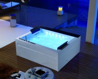 Baignoire Spa Traditionnelle Luxueuse pour Hôtel, Jacuzzi 2 Personnes, Massage, Acrylique, Grande Taille, Contrôle Numérique, Cascade