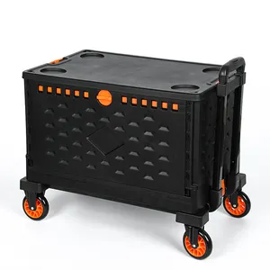 Foldable Utility Cart Collapsible Crate Rolling Carts Lid For Shopping Storage Office Use With Wheels Tote Basket Teacher Tianyu
