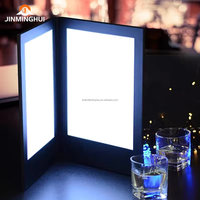 Panneau de menu de lumière LED rechargeable A4 personnalisé pour restaurant bar haute luminosité en cuir durable faible économie d'énergie hôtel