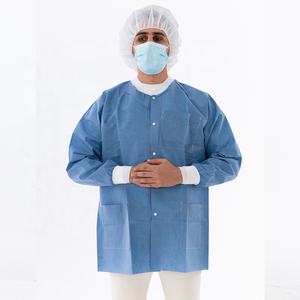 Xianhibo بيع بالجملة معاطف مختبر/<span class=keywords><strong>SMS</strong></span> 50 جم/الطقات الأصفاد متماسكة طوق 3 جيوب معاطف مختبر طبي للرجال والنساء - Product Image 6