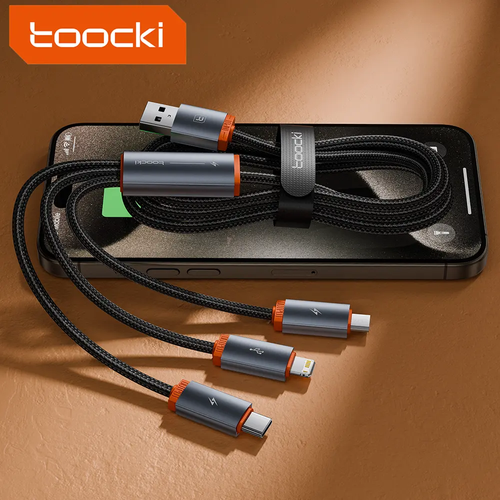 Toocki kabel data pengisian cepat, kabel data Tipe c Harga Terbaik 3 dalam 1, sinkronisasi data Tipe c UNTUK iphone Tipe c micro