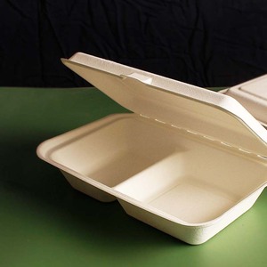 Fiambreras desechables de fibra de caña de azúcar 100% biodegradables para llevar con tapas - Product Image 3
