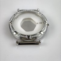 Boîtier en acier inoxydable 316L chic et sophistiqué avec 40 pierres CZ, 36x43 mm, étanche 3 ATM, compatible avec mouvement de taille 6x8.