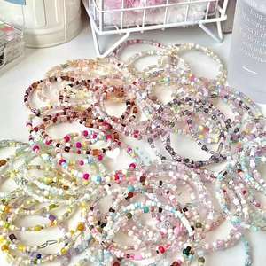 Pulsera elástica con cuentas de colores Pastel, cuentas de semillas de cristal bohemias frescas, joyería hecha a mano para mujeres y niñas, regalo informal de moda - Product Image 1