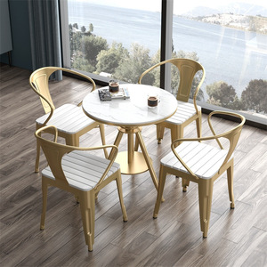 Net đỏ sang trọng ban công bàn ăn đá tấm gia đình nhỏ hộ gia đình Trọng lượng nhẹ nâng đá cẩm thạch hàng đầu Ghế Bàn Ngoài Trời - Product Image 2