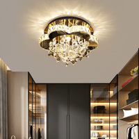 Lustre moderne de luxe en forme de fleur de cristal, LED, contrôle par application, intensité réglable, plafonnier encastré, éclairage domestique pour salon