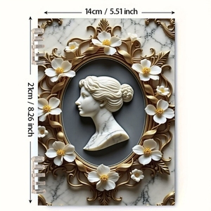 Châu Âu 3D chân dung xoắn ốc máy tính xách tay với vàng hoa dập nổi Bìa 120 trang máy tính xách tay cho các trường học Nhật Ký Nguồn cung cấp tốt nhất - Product Image 2