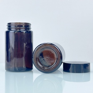 Tarro de vidrio de 5 oz, marrón, para almacenamiento de flores, con tapa a prueba de niños, tarros de vidrio transparentes, a prueba de olores, tarro de 2 oz resistente a niños, ámbar, liso, negro. - Product Image 3