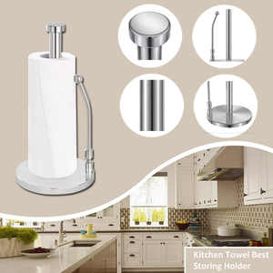 Portarotolo da cucina di fabbrica portarotolo in acciaio inossidabile portarotolo di carta igienica da cucina con supporto per palo in metallo a molla - Product Image 3