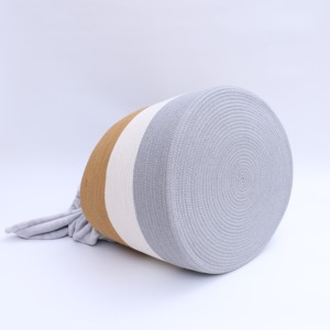 Panier Fabricant gros coton tissé Multicolore naturel Chanvre corde plante paniers de rangement de blanchisserie - Product Image 5