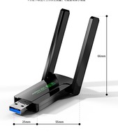 Adaptador WiFi +BT de Doble Banda USB3.0, Dongle Inalámbrico de 2.4G y 5GHz, Antena, Tarjeta de Red Ethernet, Receptor para PC, 1300mbps, Sin Controlador