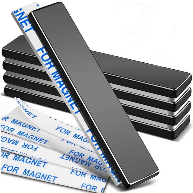Neodymium Bar Magnets 5PCS Black Super Strong Rare Earth Magnets With Adhesive Waterproof 60 10 3 mm