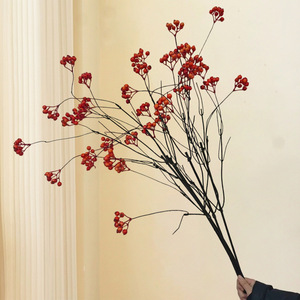 Branches artificielles de houx avec baies rouges, fleurs en plastique pour vase, décoration réaliste du Nouvel An chinois, 30cm-100cm - Product Image 1