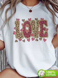 T-shirt da donna taglie forti per San Valentino, a maniche corte, 100% cotone, stampata, vestibilità ampia, girocollo casual, in jersey, primavera estate - Product Image 3