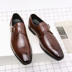 Chaussures en cuir à forte demande, style anglais, chaussures habillées en cuir de vache, imperméables, faites à la main, chaussures Oxford formelles pour hommes, respirantes en maille - Product Image 4